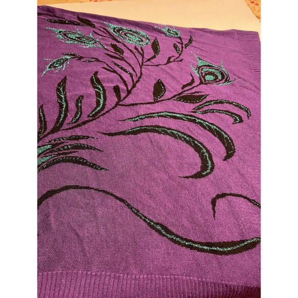 Paul Simon Peacock Poncho OS Purple Teal Artsy Boho Wearable Art - Picture 10 of 14